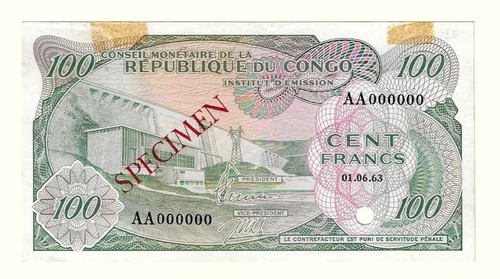 Billet congo belge 100 - congo,