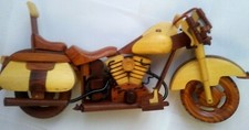 Wooden Motorcycle Bike Model - Handmade Art Collectibles, Kids Sons Dads Gifts