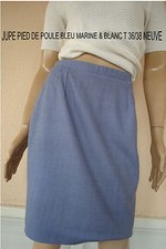JUPE PIED DE POULE VINTAGE BLEU & BLANC FAIT MAINS T 36/38/40