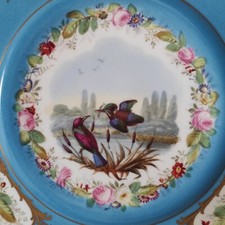 Assiette en Porcelaine de Sèvres, XIXème siècle, Martin-pêcheur