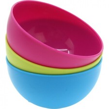 6 X Bols en Plastique Multicolores Petit déjeuner 0,6L 12,5x6,5cm 3 Couleurs