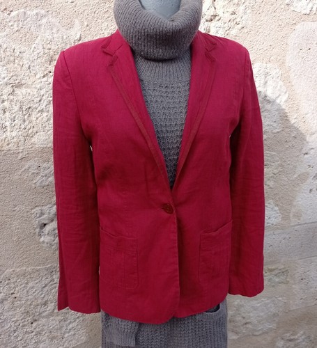 Veste rouge vintage lin - en,