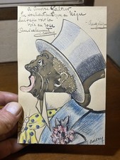 Dessin Ancien Caricature D’illustrateur Signature À Identifier 