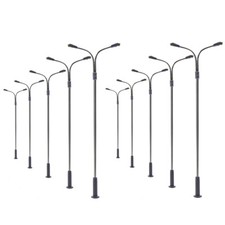 10pcs Échelle HO 1:87 Modèle Ferroviaire Modèle de Lampadaire à Deux Leds 3V
