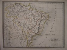 CARTE du BRESIL c1850  Brésil Brasil Bolivie Argentine Chili Pérou Guyane