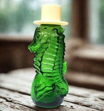 Tirelire en verre Hippocampe dans un chapeau 1976 Vintage Japan