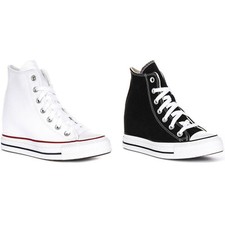 Converse A11909C Wedge Plateforme Hi Femmes Baskets En Noir Et Blanc UK 3 - 8