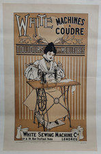 Affiche originale ancienne White Sewing Machines à coudre Londres /RS448