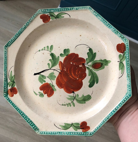 Ancienne assiette octogonale - assiette,