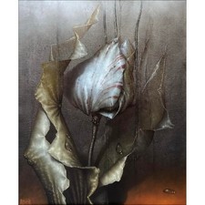 MONVOISIN Bruno - Huile sur toile "La tipule de la tulipe volubile" 46x38cm (8F)