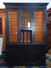 Bibliothèque vitrée vintage en bois peint