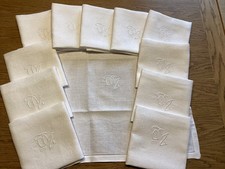 lot 12 serviettes vintage lin