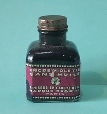 Ancienne Bouteille D’encre Violette Marque Dagron Paris De Maître D’école 1920