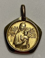 Médaille religieuse " Sainte Vierge à L’enfant " - plaque or