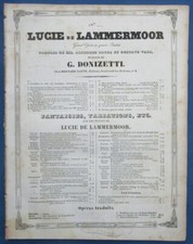 OPÉRA CHANT PIANO PARTITION DONIZETTI LUCIE DE LAMMERMOOR VAEZ SUR LA TOMBE 1840