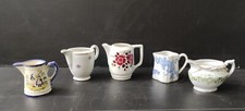 LOT 5 CREMIER POT A LAIT DECOR FLORAL FAIENCE KG  MAUBEUGE ST AMAND ANCIEN