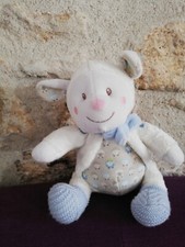 Doudou Peluche Nicotoy Simba toys Mouton agneau Blanc Beige Bleu Chaussons Laine