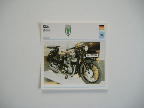 Fiche moto dkw 350 - 350, block