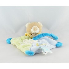 Doudou plat ours bleu vert
