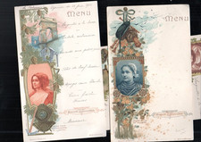 lot 3 menu publicitaire lu coiffe bretagne art nouveau ploaré lorient pont aven