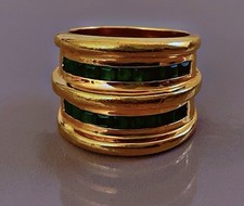 Ancienne bague plaqué or émeraude ring gold plated bague en plaqué or 18carats