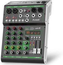 Aveek Audio Mixer,Table de Mixage Professionnelle avec USB/Bluetooth,4 Canaux