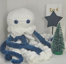 Peluche poulpe blanc et bleu