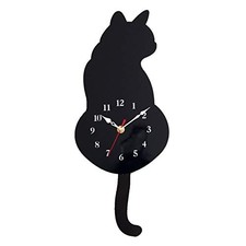 Horloge Pendule Murale Pour Chat À Queue Mobile Fashionable GD-HURIKOTK-BK