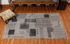 Tapis Géométrique En Coton Tissé À La Main Gris Kilim Tapis De Sol Bohème
