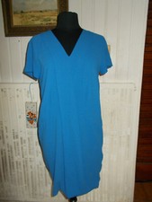 Robe polyester bleu doublé COMPTOIR DES COTONNIERS S/38 manches courtes