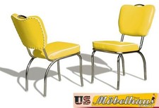 CO26 Jaune Bel Air Meuble 2 Chaises Dîner de Cuisine Dans Style 50er Ans USA