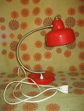 Vintage 60s Ancienne LAMPE COCOTTE en METAL ROUGE de Bureau Industriel Indus