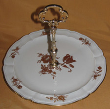 Serviteur muet assiette petits fours porcelaine Bernardaud décor floral or
