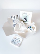 Doudou Et Compagnie Plat/Mouchoir Lange Panda Blanc Gris Attache Tétine - Unicef