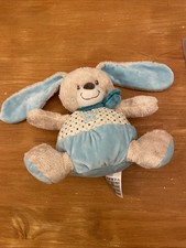 Doudou Peluche boule lapin beige/gris  blanc et bleu Étoile Mots d'enfants