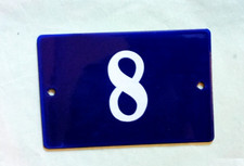 PLAQUE EMAILLEE NUMERO DE RUE EMAIL VERITABLE 800°C N° MAISON N° 8 BS FAB FRANCE