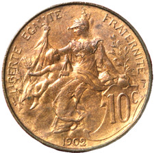 #13692 - 10 centimes 1902 Dupuis SPL/FDC avec velours d'origine rouge Magnifique