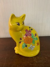 Chat jaune Emaux de Longwy h: 29 cm