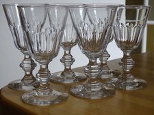 BACCARAT 6 ANCIENS VERRES A VIN CRISTAL CONIQUE BALUSTRE COTES PLATES  12 cm