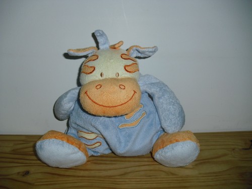 Doudou vache bleu orange - doudou,