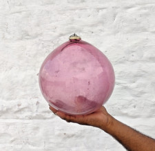 Antique Rose Verre Balle 8.3 " Lourd Allemand Kugel Noël Ornement Laiton Cap 396