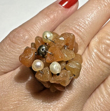 Vintage Serti Perles Cornaline