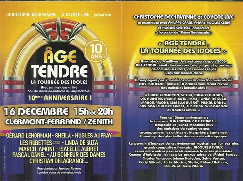 Flyer âge tendre les - tendre, idoles