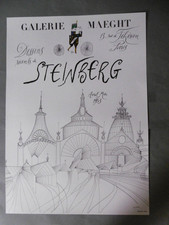 STEINBERG Saul Affiche originale litho 53 Mourlot Gare Milan New Yorker Roumanie