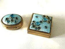2 Petites Boîtes Ancien Pâte Verre Emaille jewelry necklace bijoux Signe Emaux