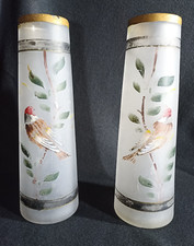 Exceptionnel : Lot de 2 vases art nouveau verre dépoli années 1910 - H : 30,5cm