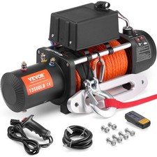 VEVOR Treuil Électrique 12 V CC 6100 kg pour Camion avec Corde Synthétique 24 m