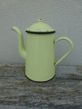 Ancienne CAFETIERE EMAILLEE JAUNE cuisine déco 