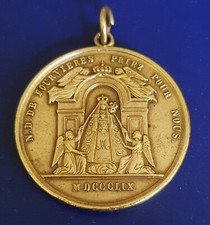 MÉDAILLE BRONZE CONFRÉRIE DU ROSAIRE VIVANT Notre Dame DE FOURVIÈRE  1859 LYON
