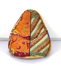 Chaise de dortoir à la main Kantha Bohemian Hippie Bean Bag Gypsy Ottoman Pouf